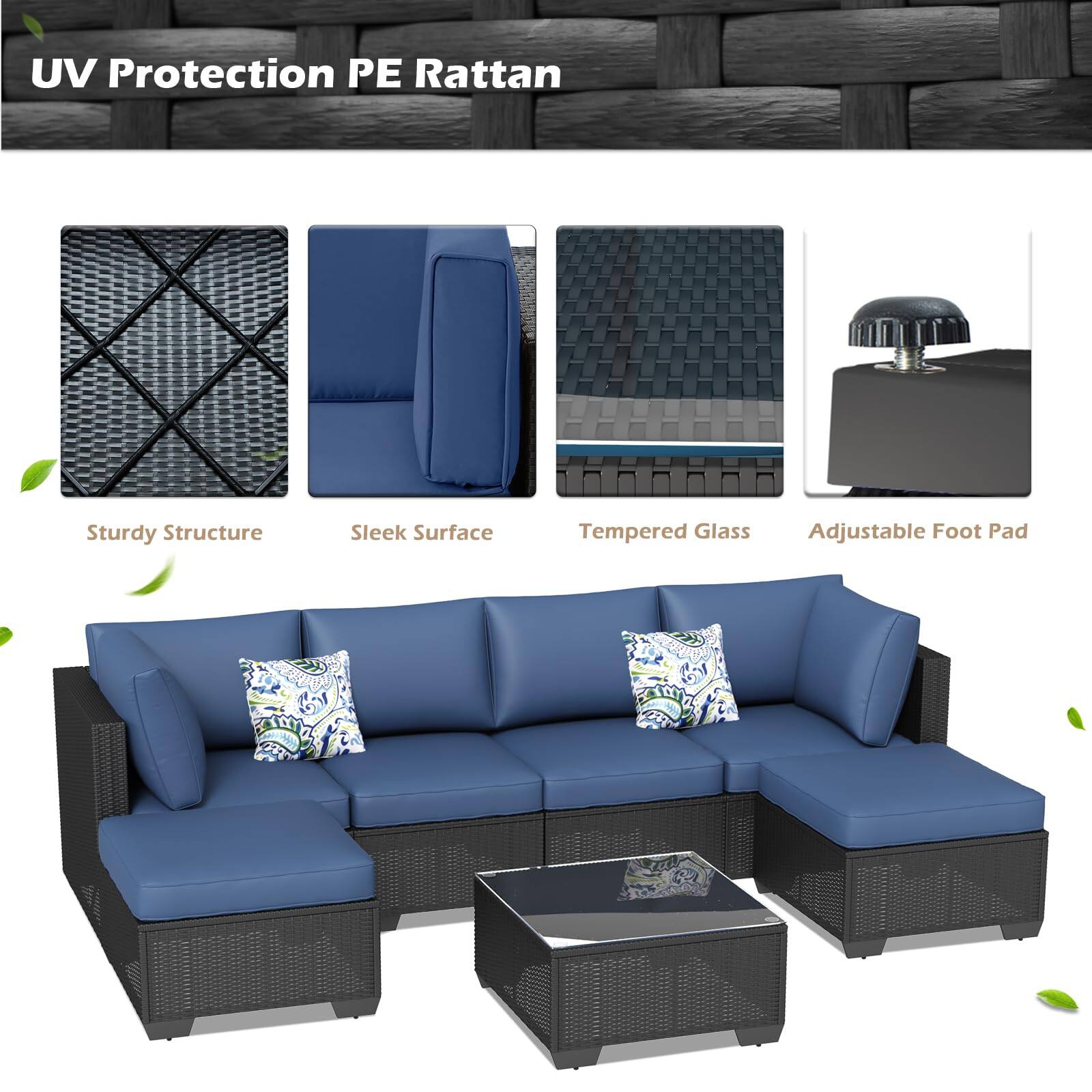 UV Protection PE Rattan

- Sturdy Structure
- Sleek Surface
- Tempered Glass
- Adjustable Foot Pad