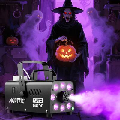 Fog Machine Halloween Outdoor , AGPTEK Fog Machine With 13 Colorful LED Lights Effect, 500W Smoke Machine