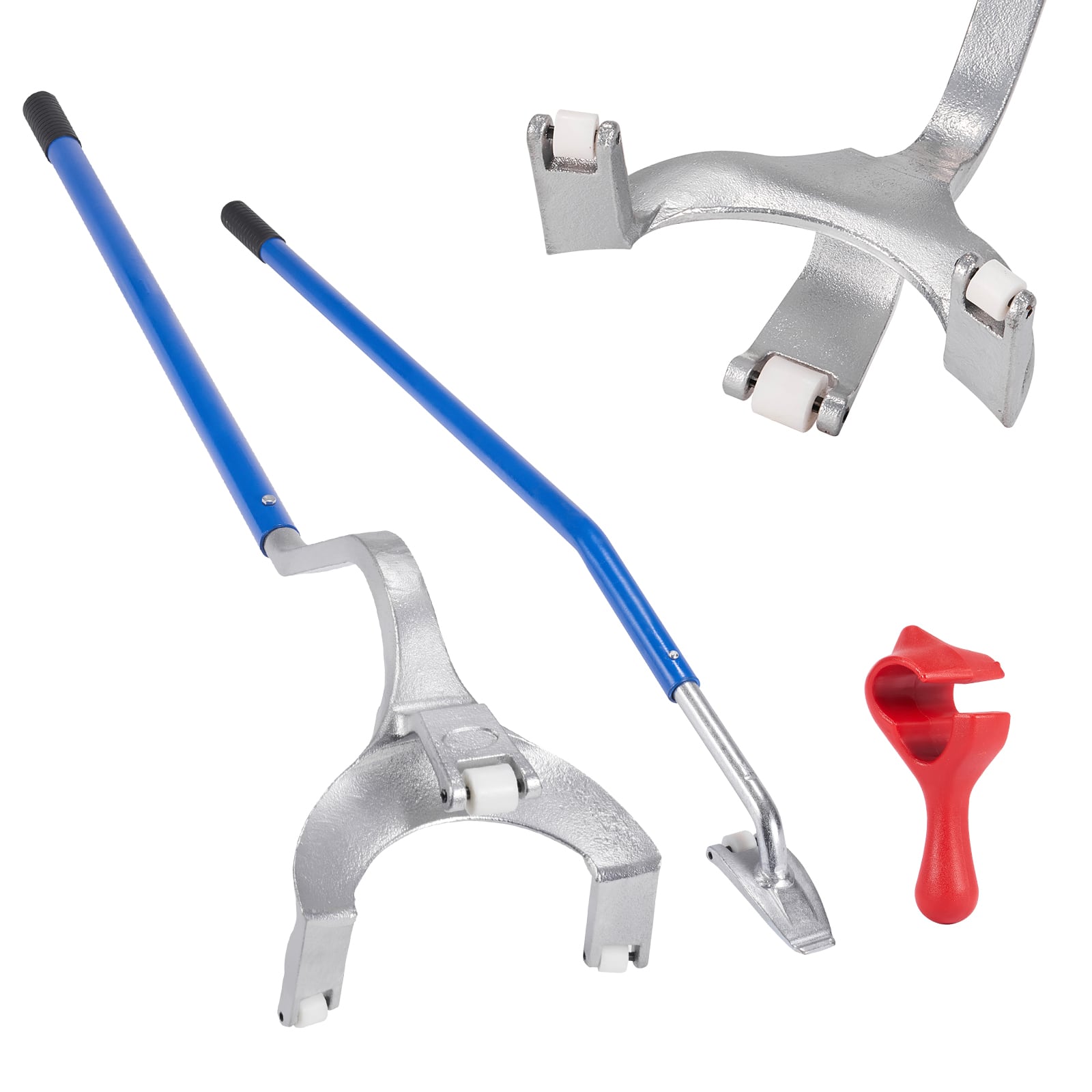 VEVOR - Tire Mount Demount Tool, 22.5"-24.5" Manual Steel Tire Changer Mount Demount Removal Tool, with Extra Bead Holder - Blue;Silver