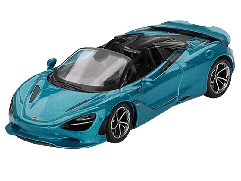 Alt View 1. True Scale Miniatures - McLaren 750S Spider Belize Blue Metallic Limited Edition 1/64 Diecast Model Car by Mini GT.