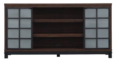 Twin Star Home - Uptown Loft Collection TV Cabinet for Most TVs Up to 60" - Saw Cut Espresso/Matte Black