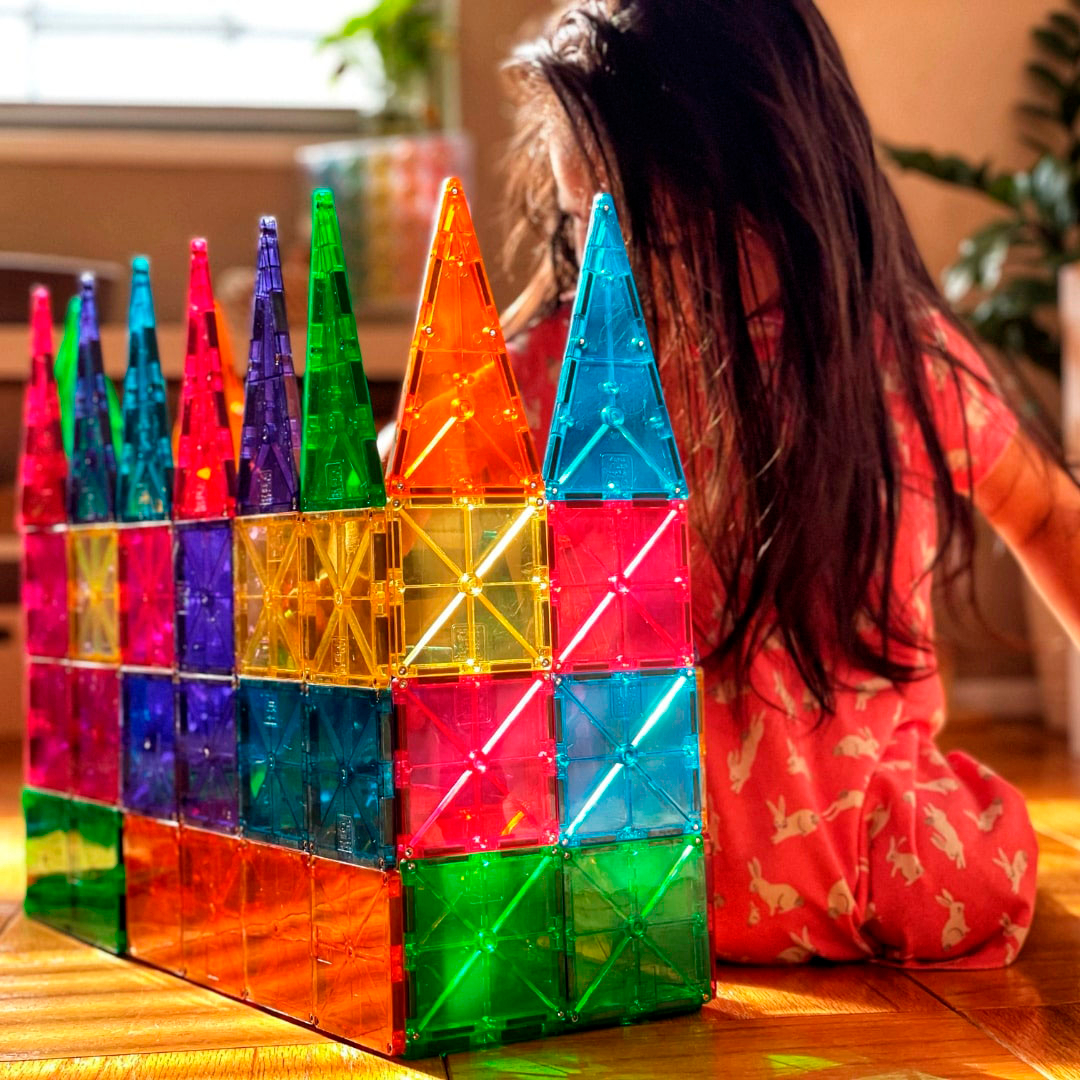 Angle View: Magna-Tiles - Classic 74-Piece Magnetic Construction Set, The Original Magnetic Building Brand