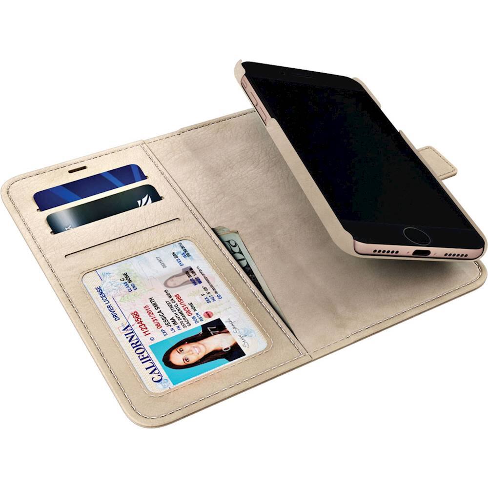 polo book wallet case for apple iphone 6s, 7 and 8 - champagne