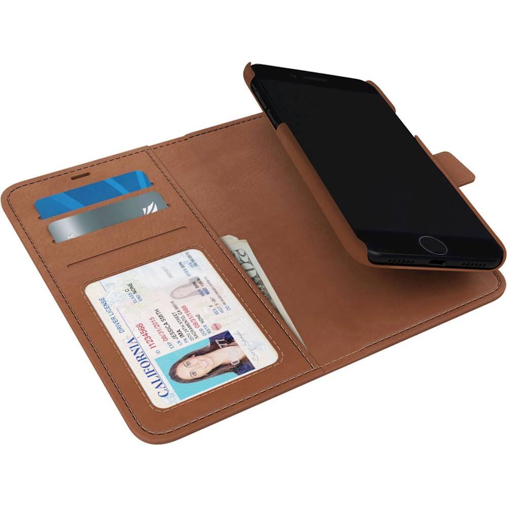 polo book wallet case for apple iphone 6s plus, 7 plus and 8 plus - brown