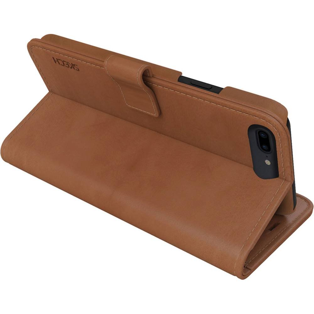 polo book wallet case for apple iphone 6s plus, 7 plus and 8 plus - brown