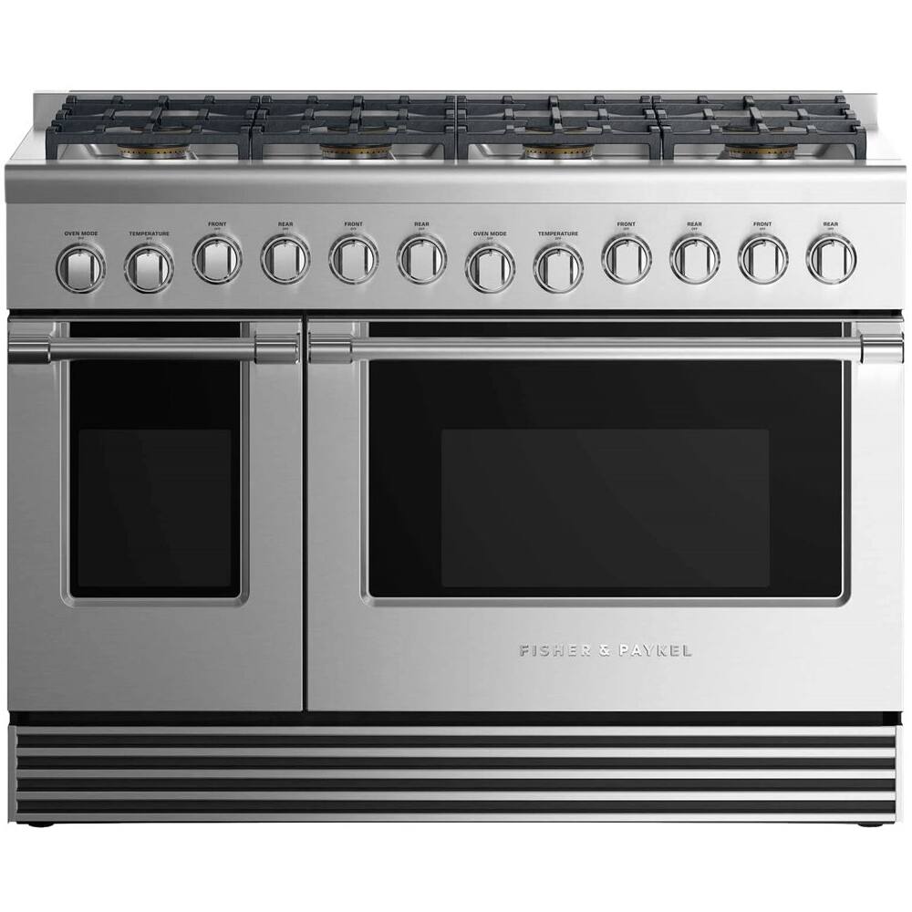 Fisher & Paykel - 7.7 Cu. Ft. Freestanding Double Oven Gas Convection Range - Stainless steel - Front_Zoom