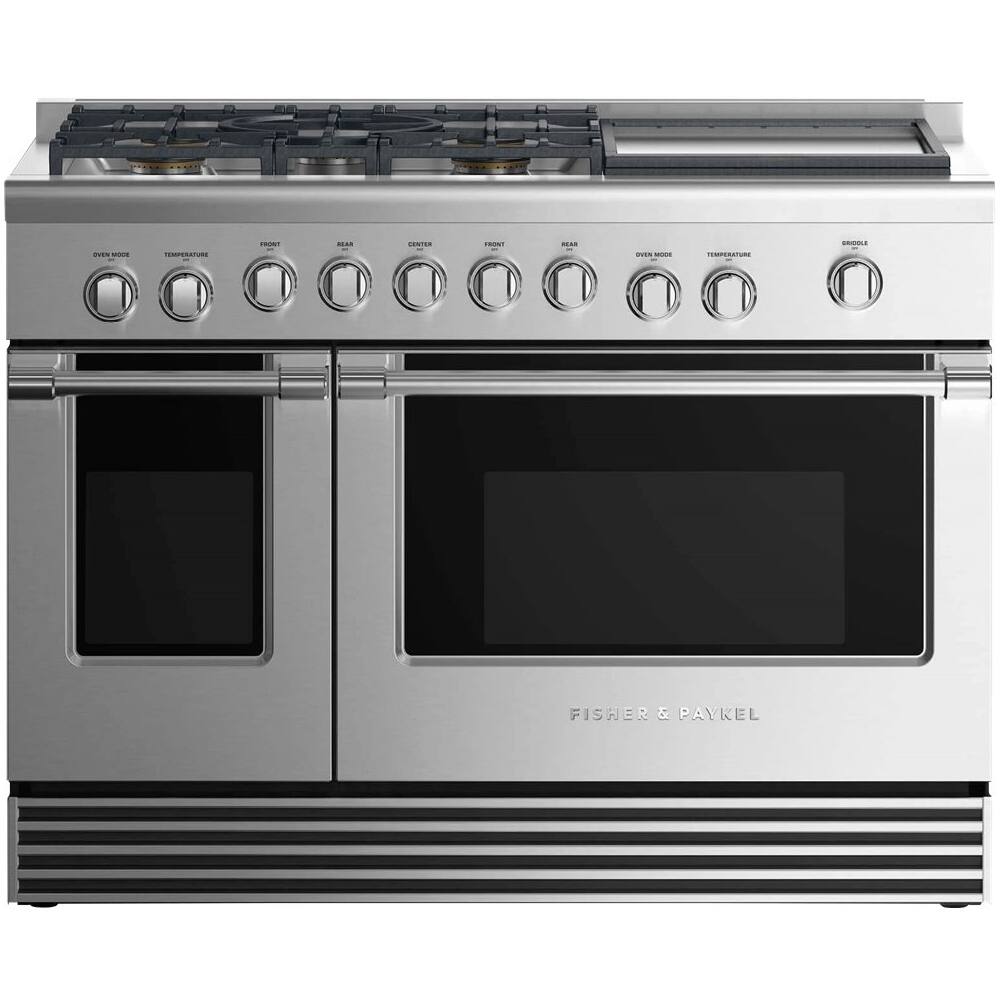 Fisher & Paykel - 7.7 Cu. Ft. Freestanding Double Oven Gas Convection Range - Stainless steel - Front_Zoom