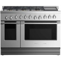 Fisher & Paykel - 7.7 Cu. Ft. Freestanding Double Oven Gas Convection Range - Stainless steel - Front_Zoom