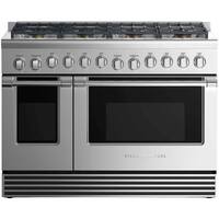Fisher & Paykel - 7.7 Cu. Ft. Freestanding Double Oven Gas Convection Range - Stainless steel - Front_Zoom