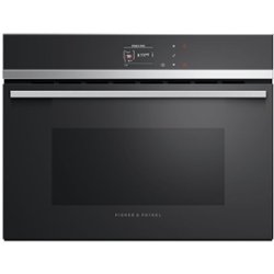 Fisher & Paykel - Contemporary24" Built-In Single Electric Convection Wall Oven - Black Reflective Glass with Polished Metal Trim - Front_Zoom