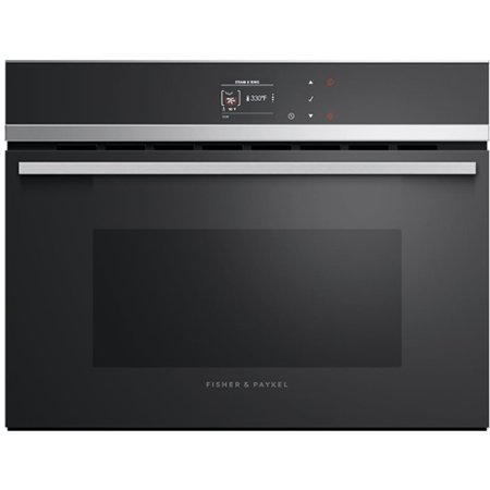 Fisher & Paykel - Contemporary24" Built-In Single Electric Convection Wall Oven - Black Reflective Glass with Polished Metal Trim