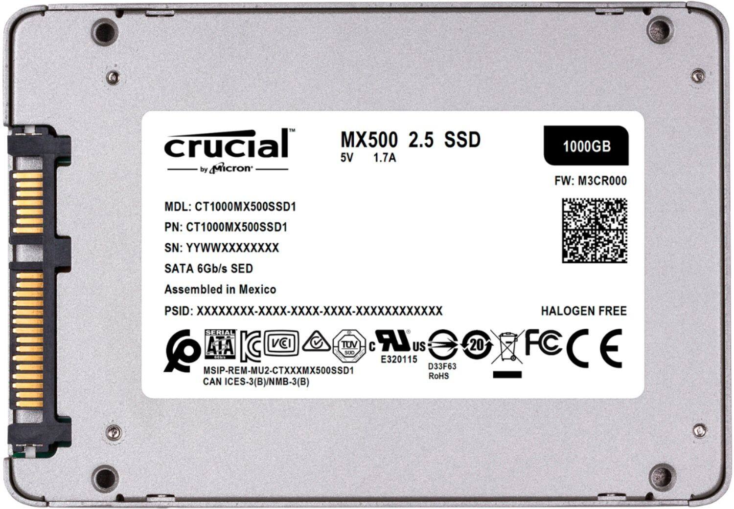 Alt View 12. Crucial - MX500 1TB Internal SSD SATA - Gray.