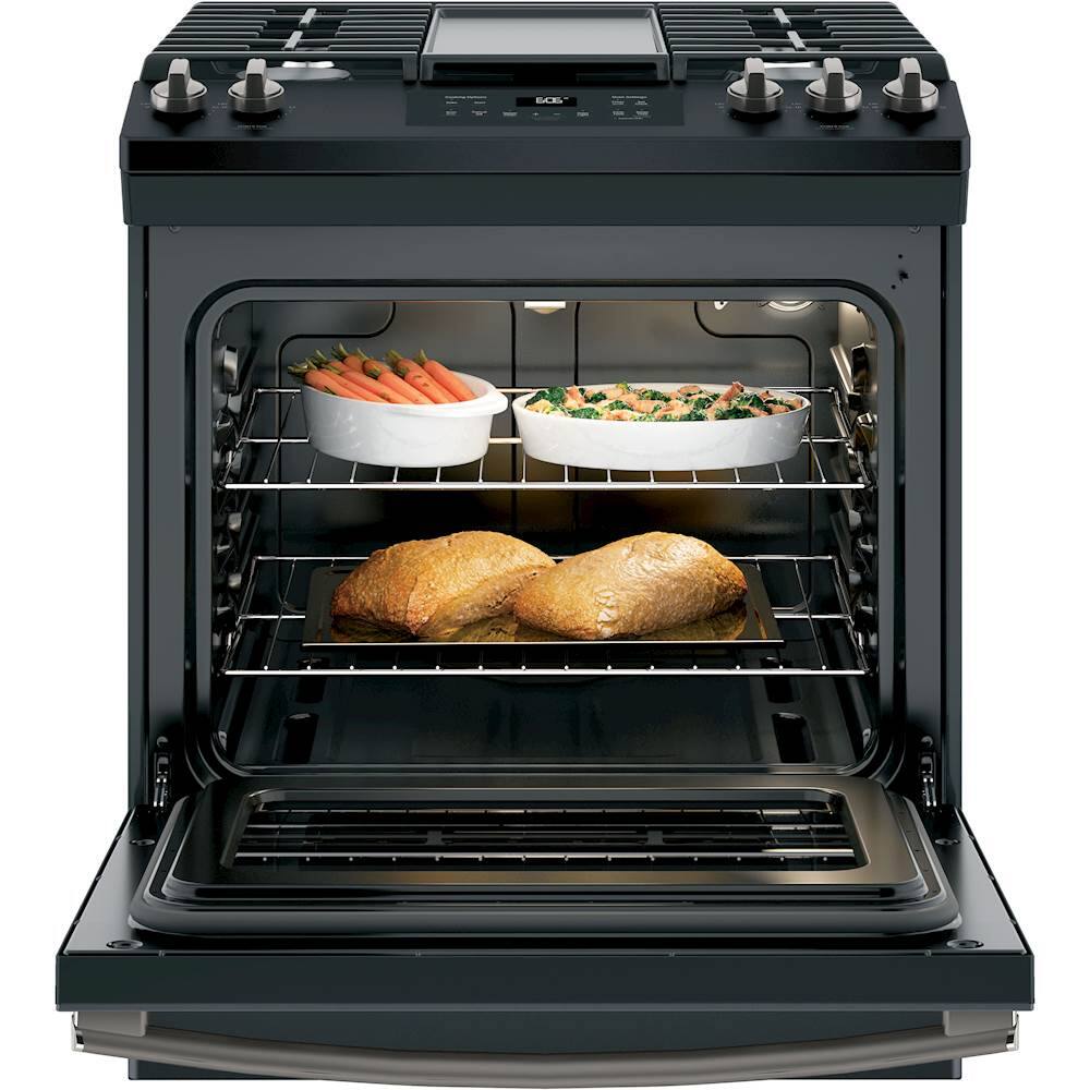 GE 5.3 Cu. Ft. SlideIn Gas Range Black Slate JGSS66FELDS Best Buy