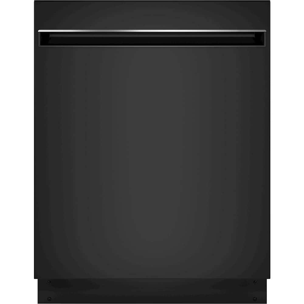 Front. GE - 24" Top Control Built-In Dishwasher with Stainless Steel Tub - Black.