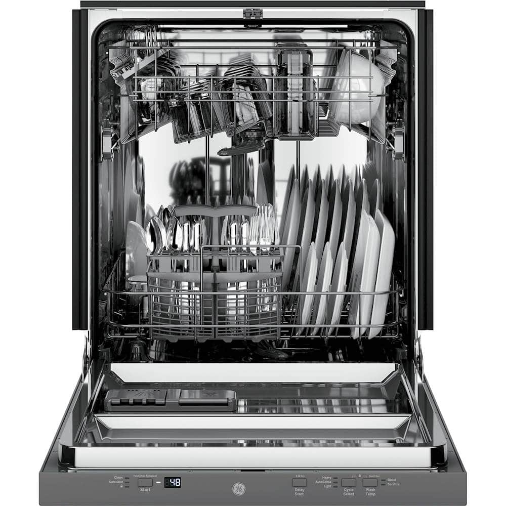 Alt View 13. GE - 24" Top Control Built-In Dishwasher with Stainless Steel Tub - Stainless Steel.