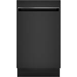 GE - Profile Series 18" Top Control Built-In Dishwasher with Stainless Steel Tub - Black - Front_Standard