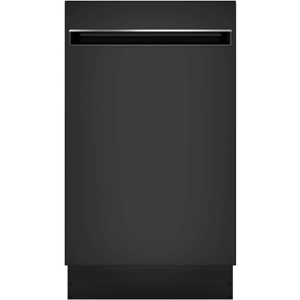 Front. GE Profile - 18" Compact Top Control Built-In Stainless Steel Tub Dishwasher with 3-Level Wash and and 47 dBA - Black.