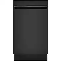 GE Profile - 18" Compact Top Control Built-In Stainless Steel Tub Dishwasher with 3-Level Wash and and 47 dBA - Black - Front_Zoom