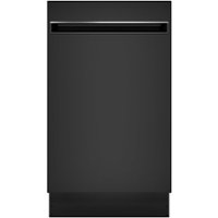 GE Profile - 18" Top Control Built-In Dishwasher with Stainless Steel Tub - Black - Front_Zoom
