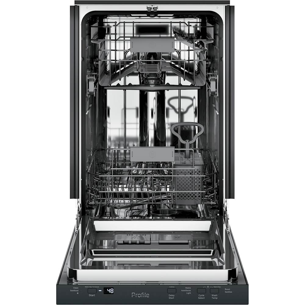 Alt View 12. GE Profile - 18" Top Control Built-In Dishwasher with Stainless Steel Tub - Black.