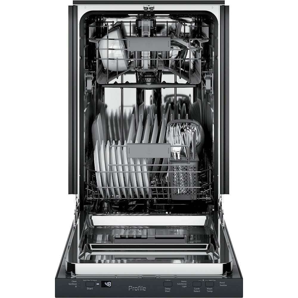 Alt View 13. GE Profile - 18" Top Control Built-In Dishwasher with Stainless Steel Tub - Black.