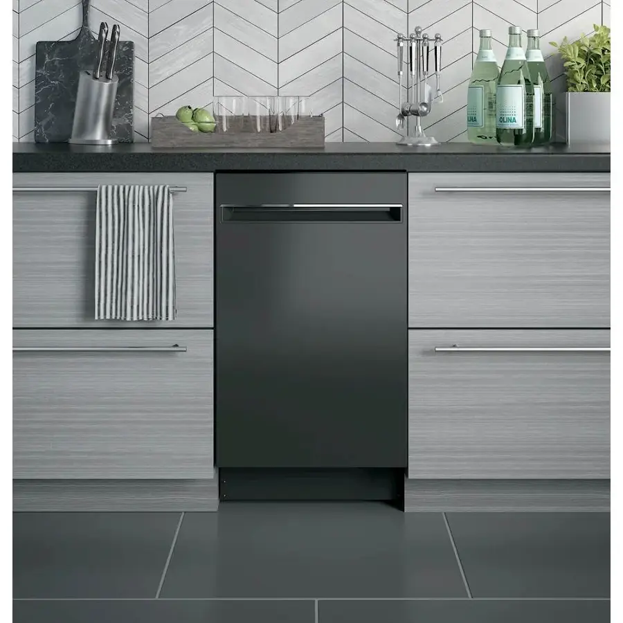 Alt View 14. GE Profile - 18" Top Control Built-In Dishwasher with Stainless Steel Tub - Black.