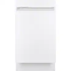 Front. GE Profile - 18" Top Control Built-In Dishwasher with Stainless Steel Tub - White.