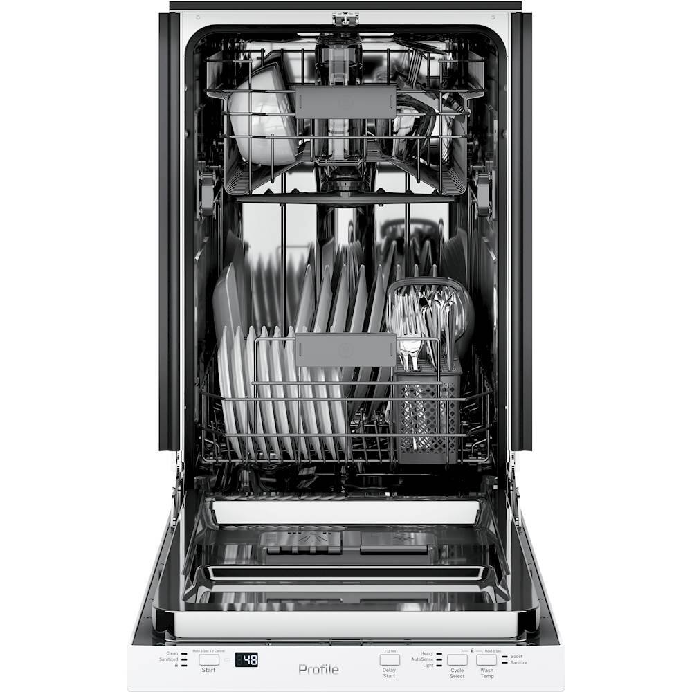 Alt View 13. GE Profile - 18" Top Control Built-In Dishwasher with Stainless Steel Tub - White.