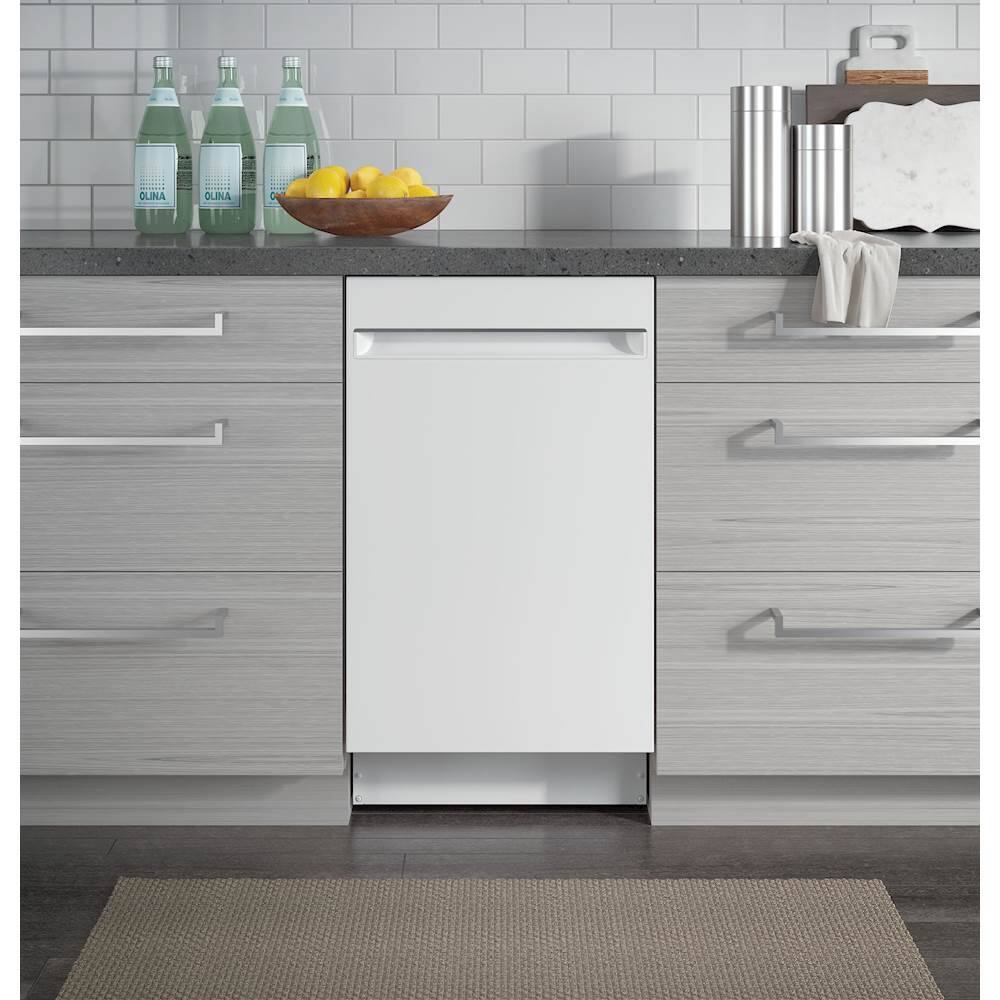 Alt View 14. GE Profile - 18" Top Control Built-In Dishwasher with Stainless Steel Tub - White.