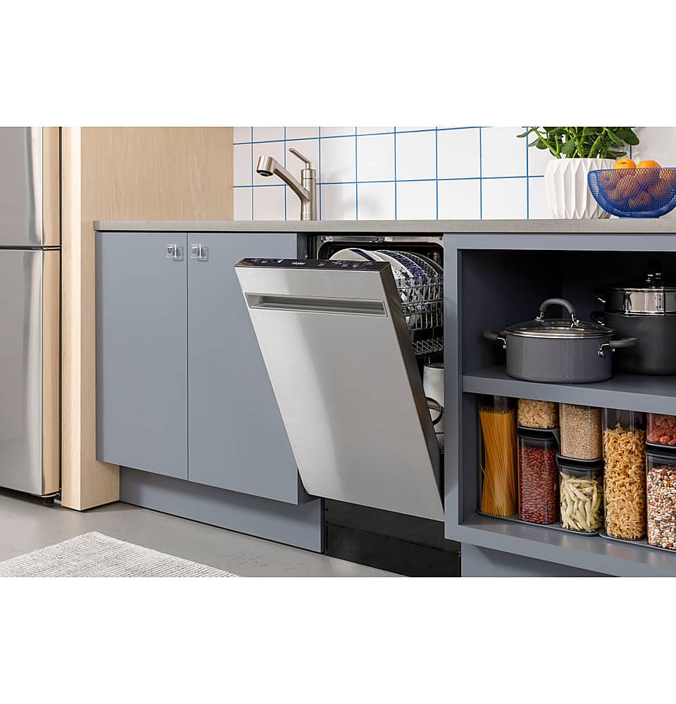 Alt View 24. Haier - 18" Front Control Built-In Dishwasher with Stainless Steel Tub - Stainless Steel.