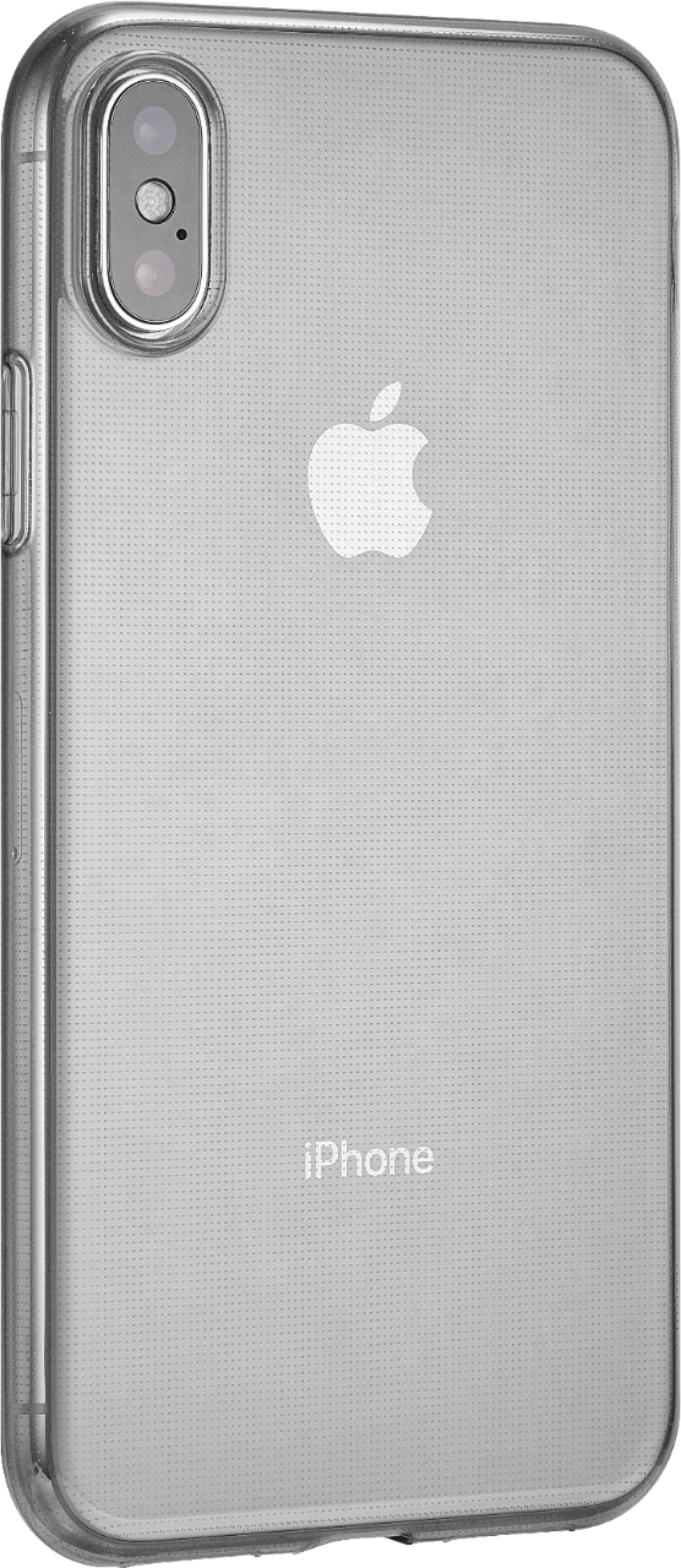 Angle View: Dynex™ - Ultrathin Case for Apple® iPhone® X and XS - Black/Semi-Clear