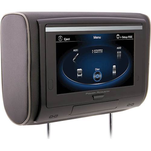Angle View: Power Acoustik - 9" Universal Replacement Headrest LCD Monitor with DVD Player - Black