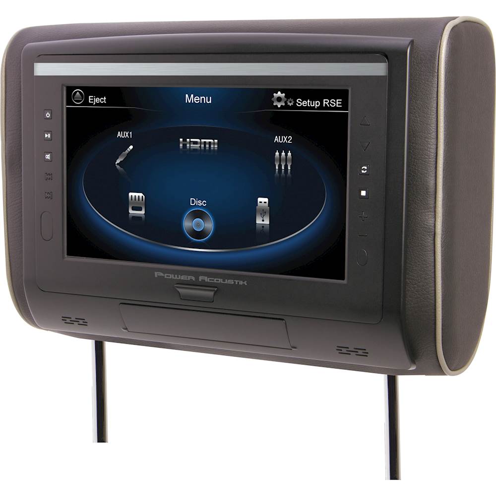 Left View: Power Acoustik - 9" Universal Replacement Headrest LCD Monitor with DVD Player - Black