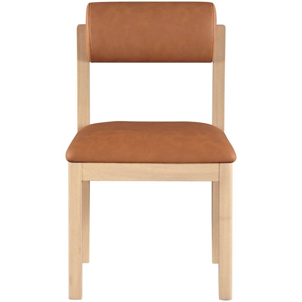 Alt View 2. Meridian Furniture - Roundhill Cognac Vegan Leather Upholstered Dining Chair, Set of 2 - Cognac.