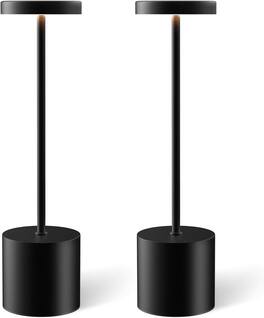 Luckbyte - Rechargeable Cordless LED Table Lamp 2 Pack, 5000mAh Battery, 3 Color Dimmable IP54 Waterproof Light - Black