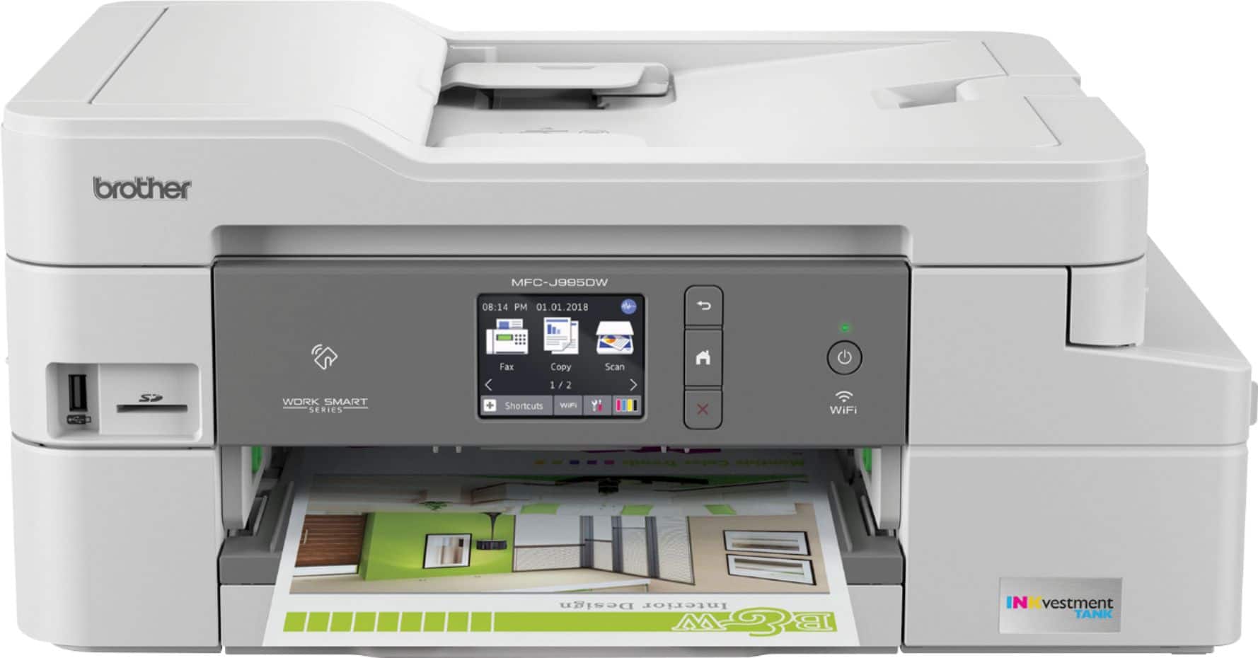 Front. Brother - INKvestment Tank MFC-J995DW Wireless All-In-One Inkjet Printer.