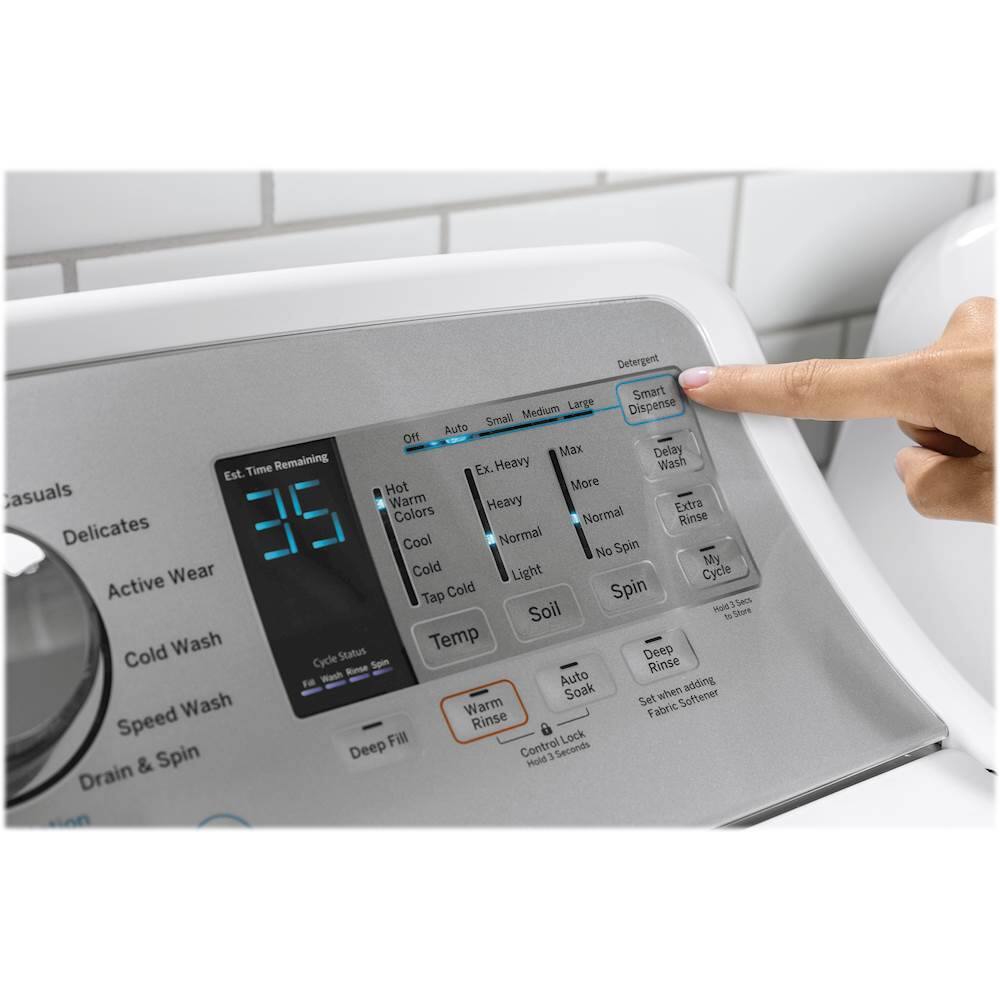 Alt View 13. GE - 4.9 Cu. Ft. 13-Cycle Top-Loading Washer - White on White/Silver.
