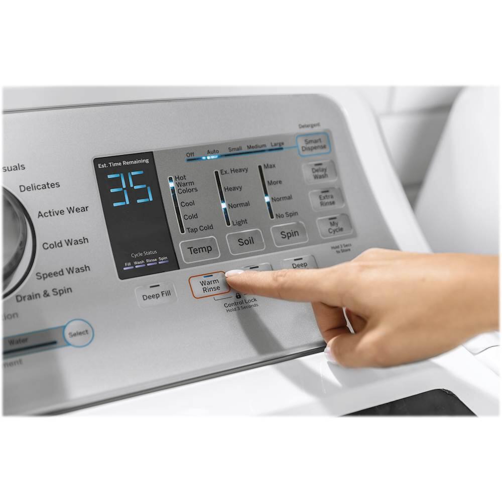 Alt View 14. GE - 4.9 Cu. Ft. 13-Cycle Top-Loading Washer - White on White/Silver.