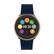 Front. MyKronoz - ZeRound2 Smartwatch 45mm - Pink Gold with Blue Silicone Band.