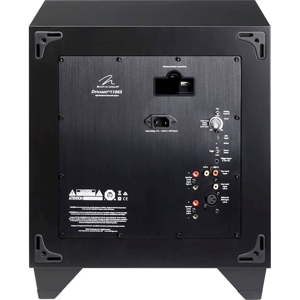 Back. MartinLogan - Dynamo 1100X 12" 1300W Sealed, Powered Subwoofer, with Sub Control App and Wireless Ready - Satin Black.