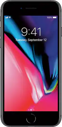 Front. Apple - Geek Squad Certified Refurbished iPhone 8 64GB - Space Gray.