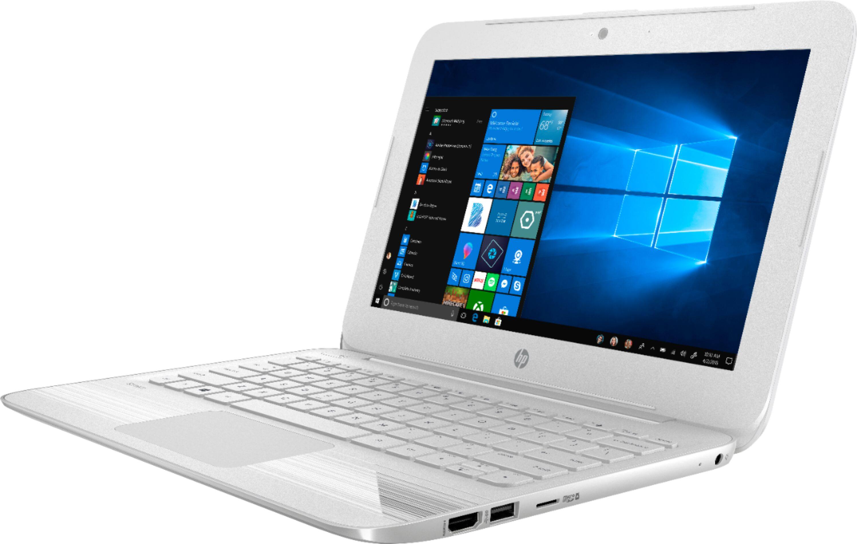 Left. HP - Stream 11.6" Laptop - Intel Celeron - 4GB Memory - 64GB eMMC Flash Memory - Textured Linear Grooves In Snow White.