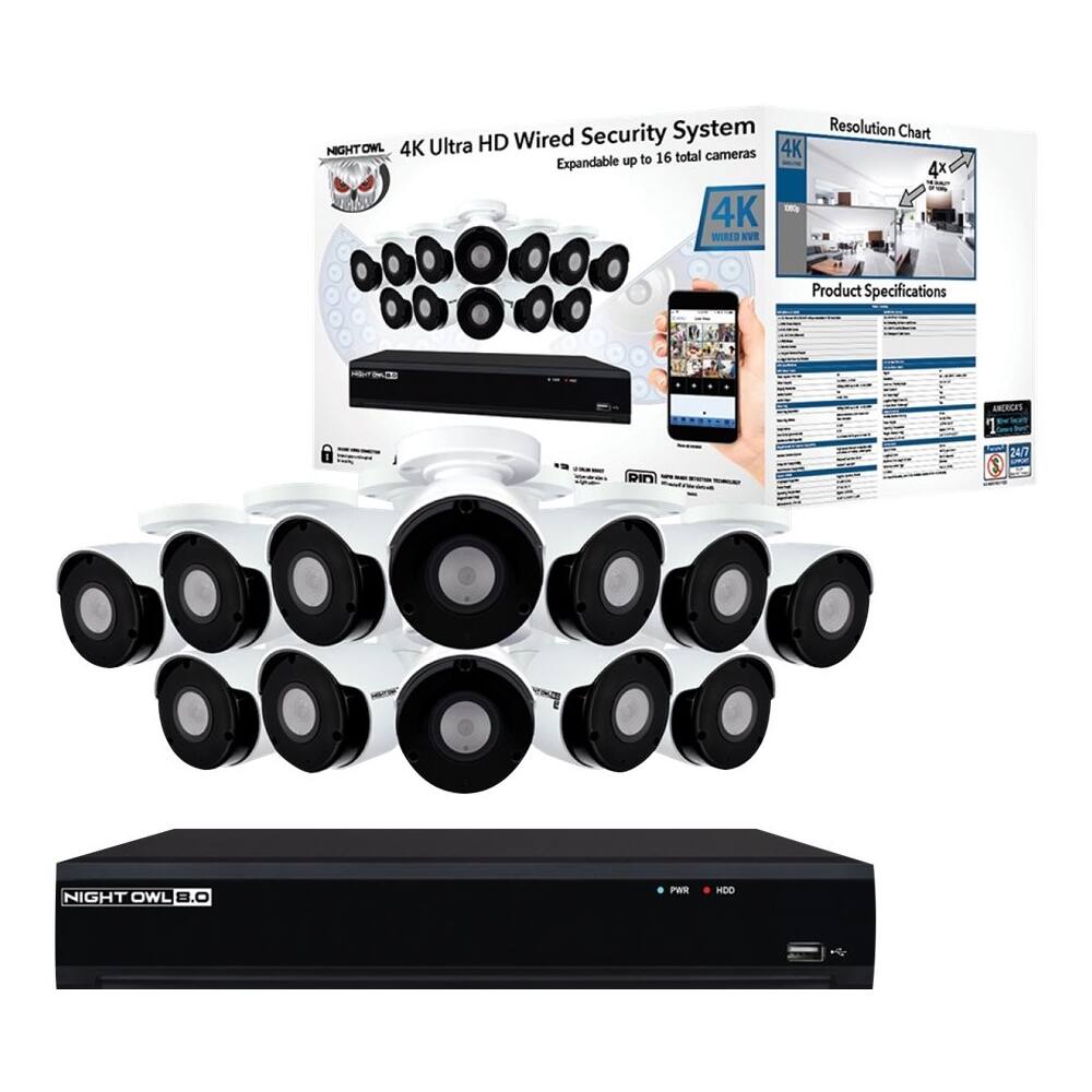 Best Buy Night Owl 16Channel, 12Camera Indoor/Outdoor Wired 4k 4TB