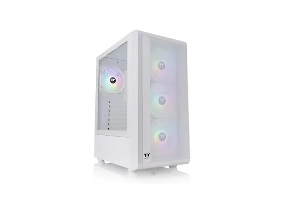 Front. Thermaltake - Thermaltake S200 Plus TG ARGB Snow ATX Mid Tower Chassis with 120mm ARGB Fan - Snow.
