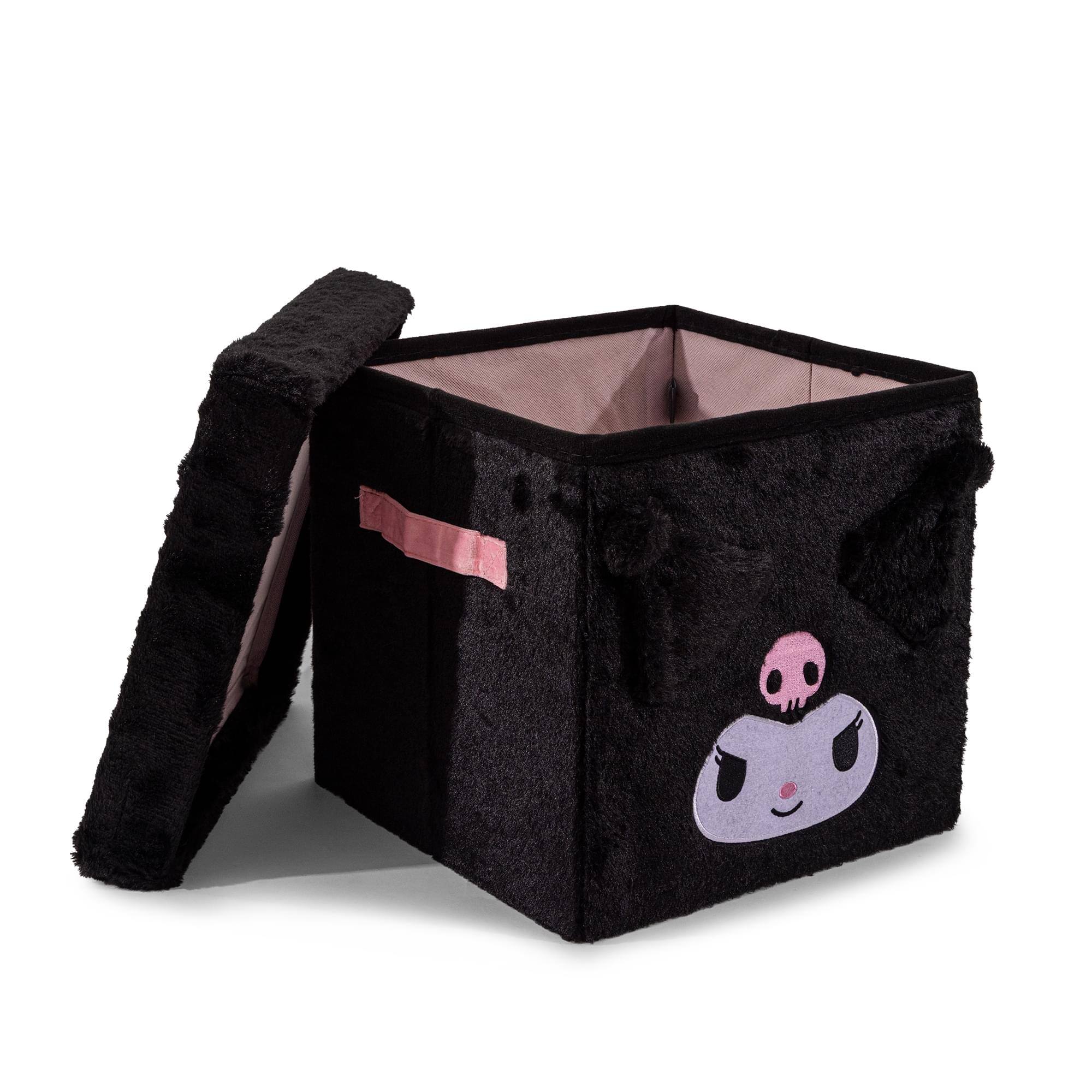 Alt View 1. Ukonic - Sanrio Kuromi 13-Inch Plush Storage Bin With Lid - Black.
