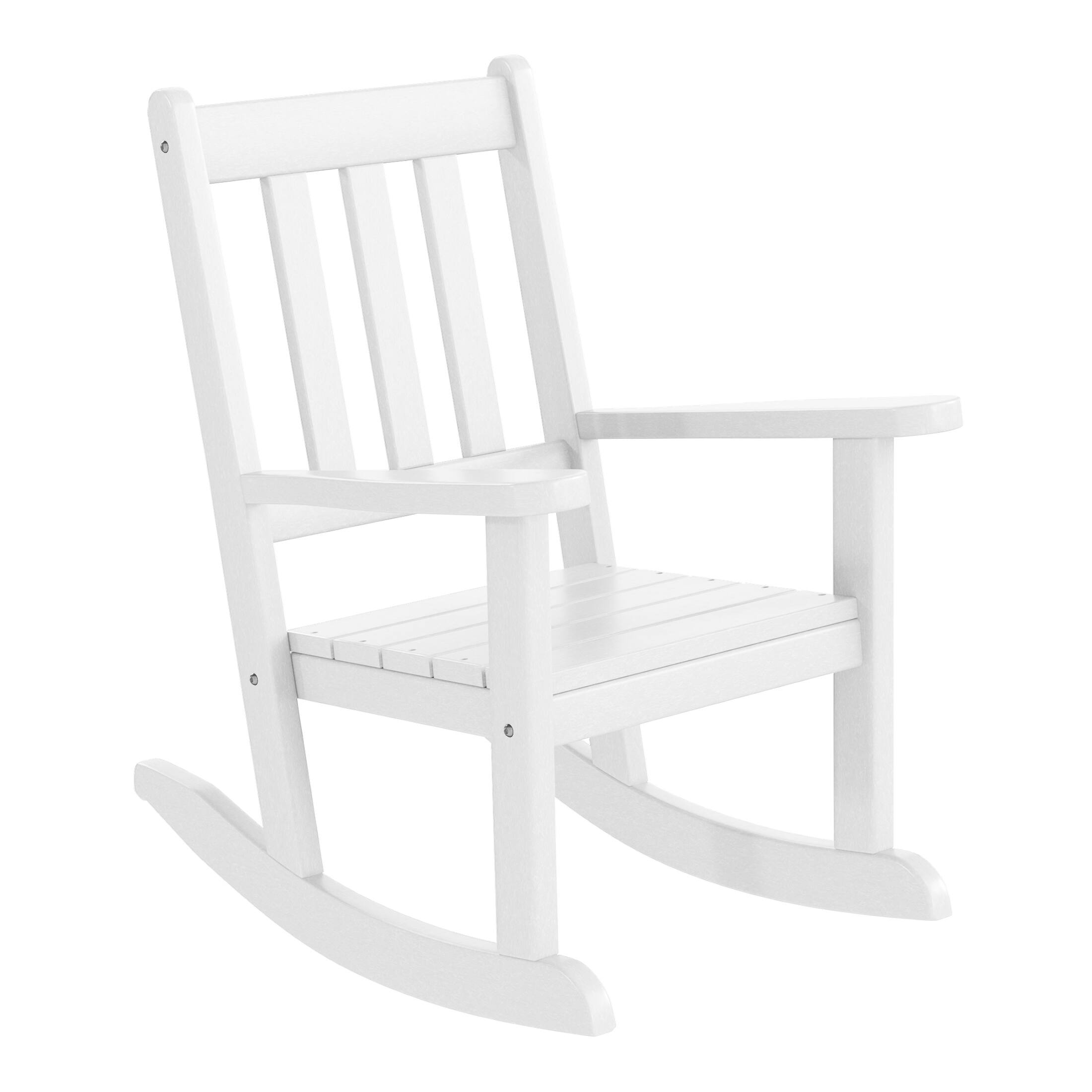 Left. WestinTrends - WestinTrends Malibu 3-Piece Kids Outdoor Rocking Chairs Set With Kids Square Side Table - White.