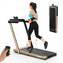 Gymax - Motorized Treadmill Folding Under Desk Electric Treadmill w/ APP Yellow - Golden