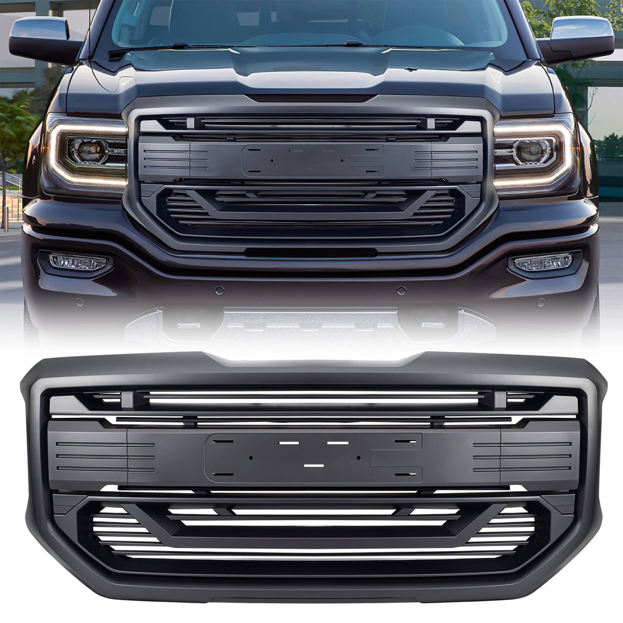 Front. AMERICAN MODIFIED - AMERICAN MODIFIED Armor Grille for 2016 to 2018 GMC Sierra 1500, Matte Black - Matte Black.