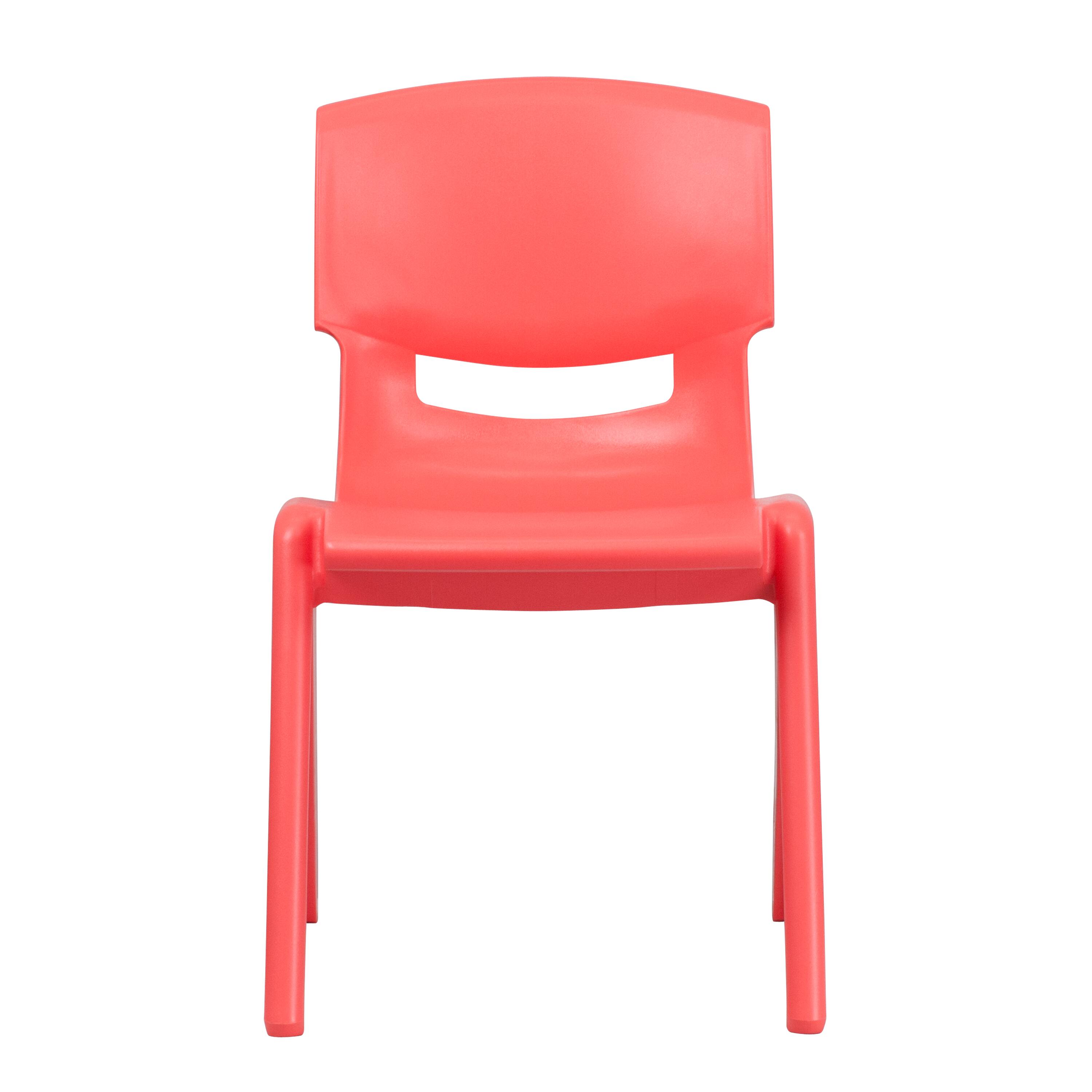 Alt View 8. Emma + Oliver - 4 Pack Plastic Stack School Chair with 15.5"H Seat, 3rd-7th School Chair - Red.