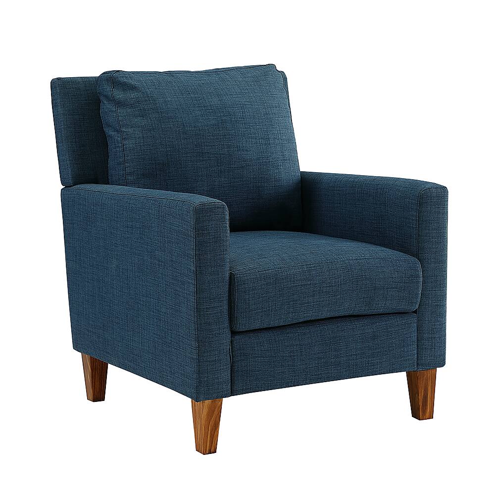 Angle View: Walker Edison - Linen and 100% Polyester Accent Chair - Navy Blue